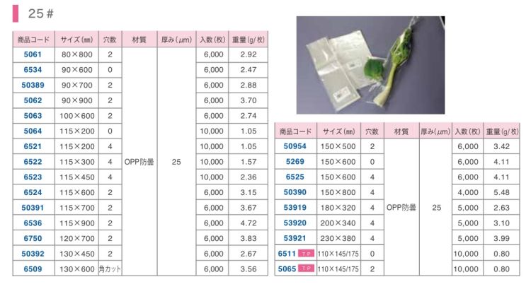 OPP防曇プマーク規格品 :#25 ベルボードンロング