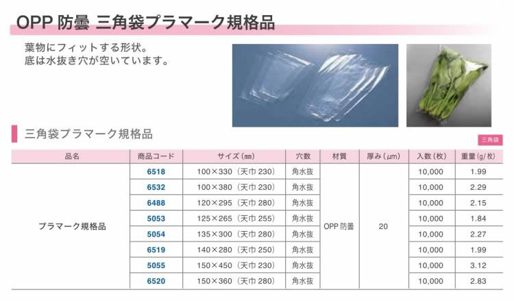 OPP防曇プマーク規格品 :#20 ベルボードン三角袋